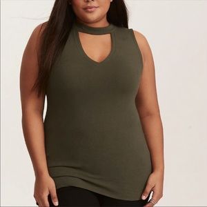 Torrid Foxy Cut Out Olive Sleeveless / Tank Top